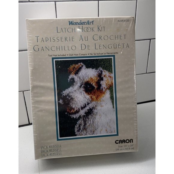 WonderArt Jack Russell Sealed Latch Hook Kit 15x20 Caron Rug Wall Hanging Dog - Picture 1 of 6